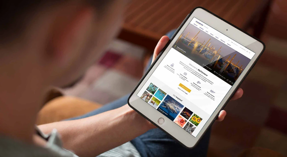 MyOlympus open on a tablet.