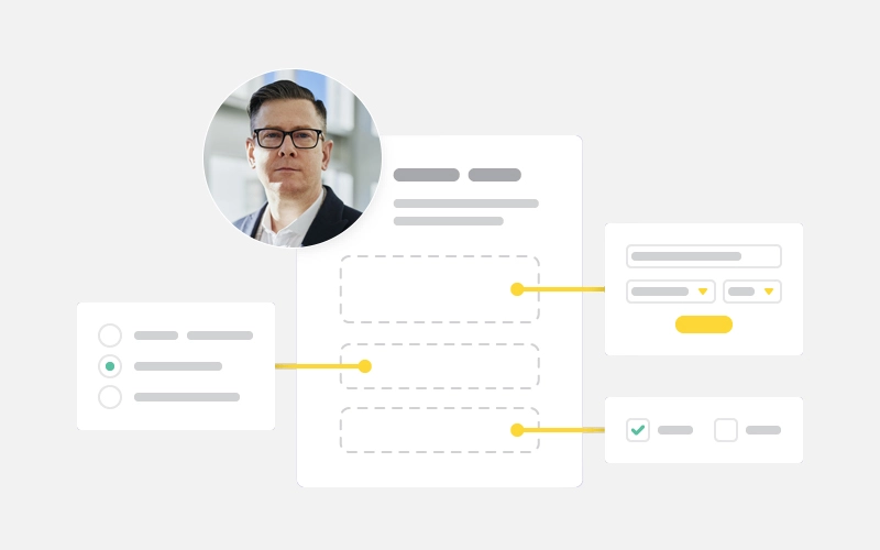 The profile widget, showing how complete a member's profile is and what to add next.